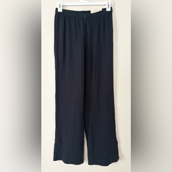 NWT Soft Surroundings ST Black 100% Cotton Gauzy Lightweight Full Length Pants - Picture 2 of 7